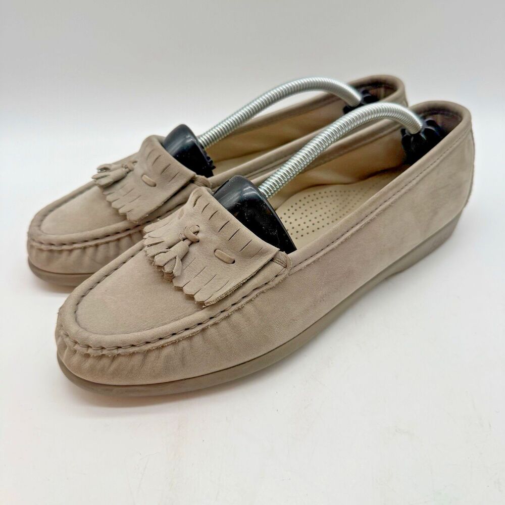 SAS Tasseled Kiltie Nubuck Loafer Women's 8.5W Gray Slip On Comfort Moccasin USA